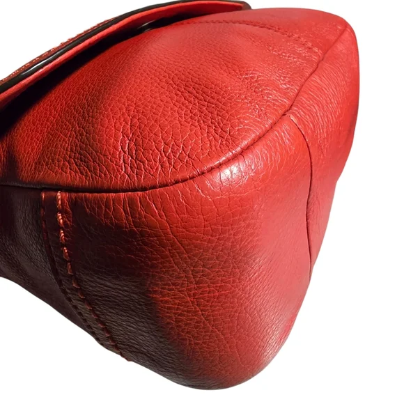 Coach Red Leather Shoulder Bag With Turn Lock - Picture 7 of 8